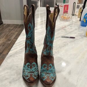 Corral Brown and Turquoise Western Boots